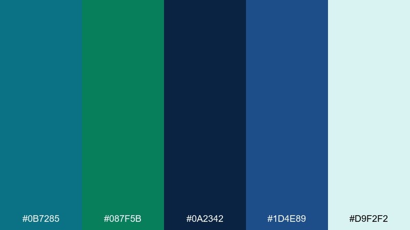 deep sea topaz topaz color palette with hex codes