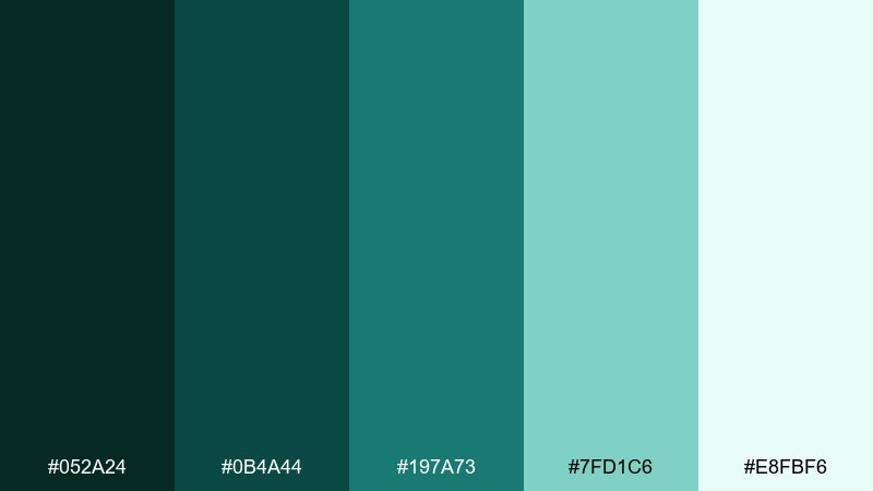 deep seaweed color palette with hex codes