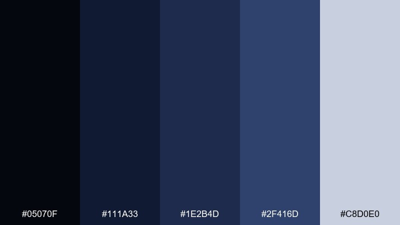 deep space minimal starry night color palette with hex codes