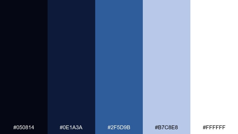deep space navy astronaut color palette with hex codes