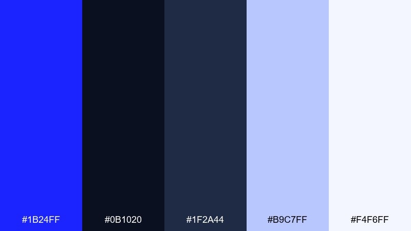 deep space onboarding ultramarine blue color palette with hex codes