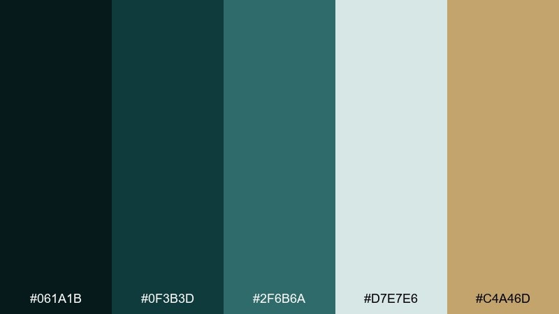 deep teal etiquette formal color palette with hex codes