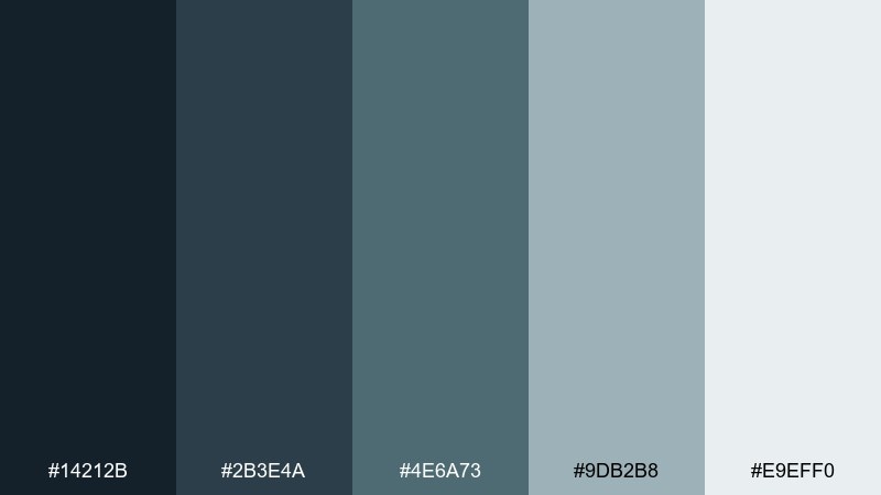 deep teal shadow color palette with hex codes