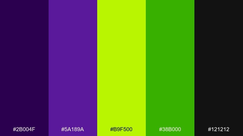 deep violet chartreuse edge color palette with hex codes