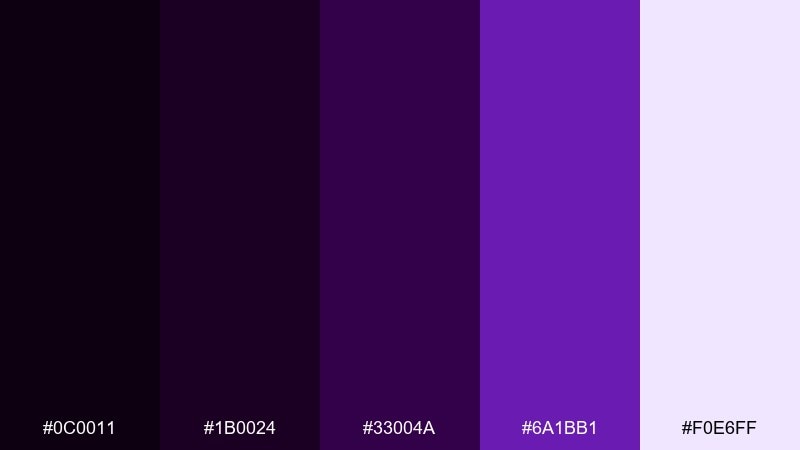 deep violet gradient night dark violet color palette with hex codes
