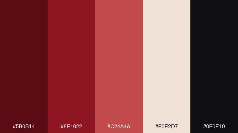 deep wine minimal ruby color palette with hex codes