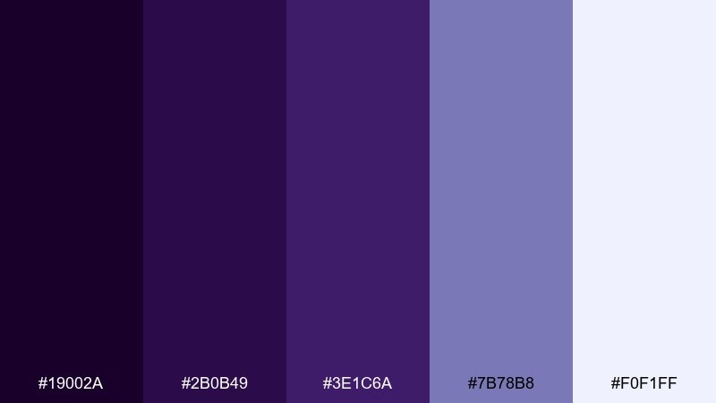 deep wisteria dark violet color palette with hex codes