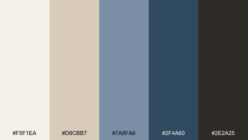 denim and driftwood living room color palette with hex codes