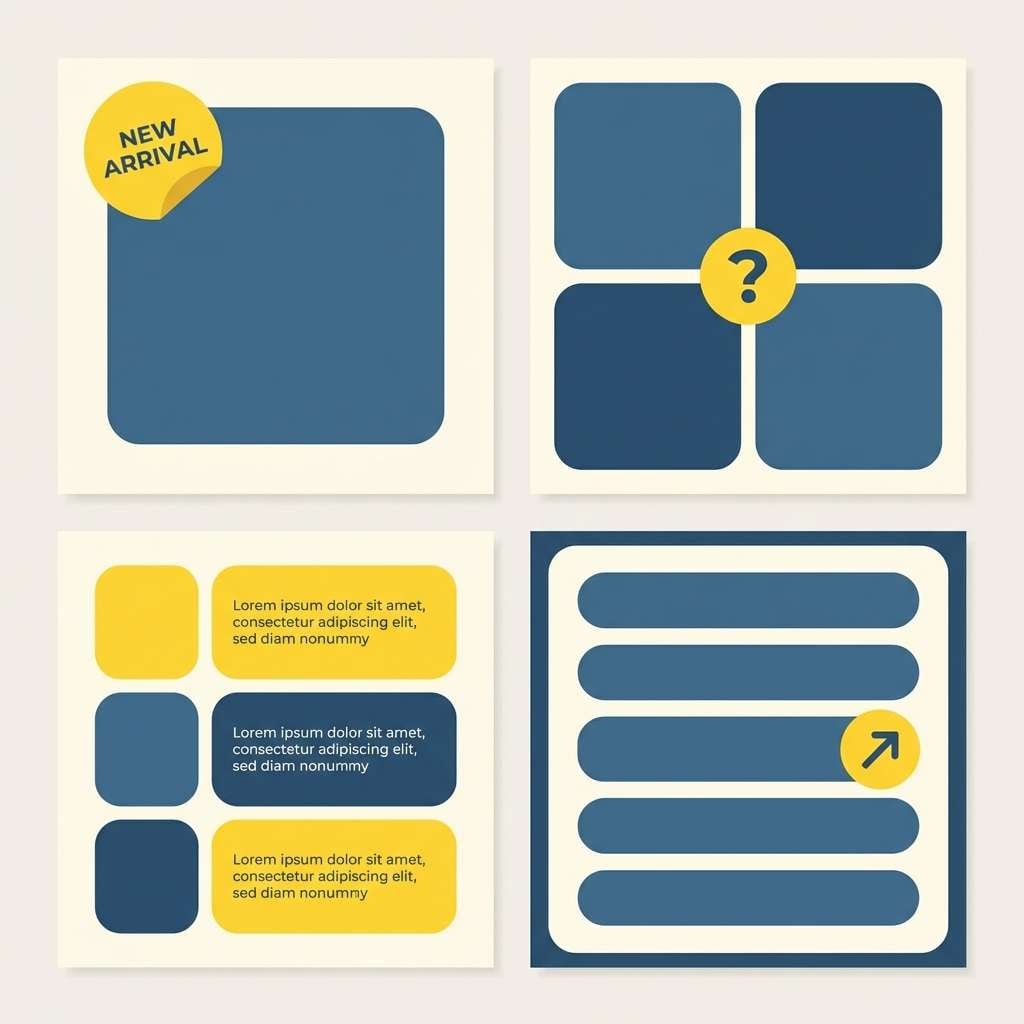 social templates in denim and yellow