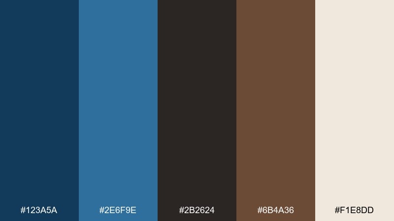 denim walnut blue dark brown color palette with hex codes