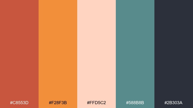 desert adobe tomato color palette with hex codes