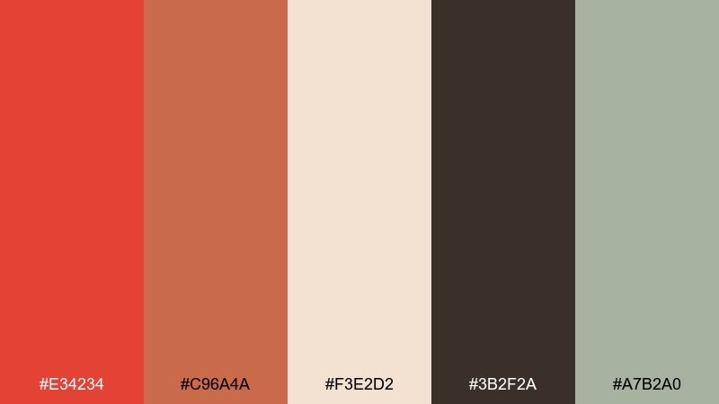 desert adobe vermilion color palette with hex codes