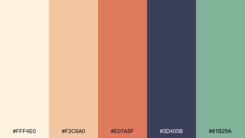 desert apricot flat color palette with hex codes