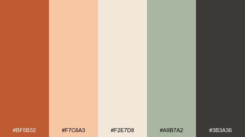 desert apricot rust orange color palette with hex codes
