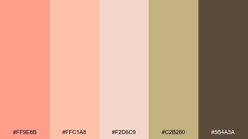 desert bloom salmon peach color palette with hex codes