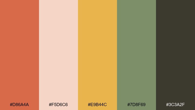 desert bloom watercolor burnt sienna color palette with hex codes