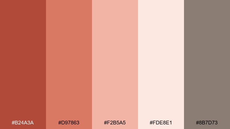 desert blush ruddy color palette with hex codes