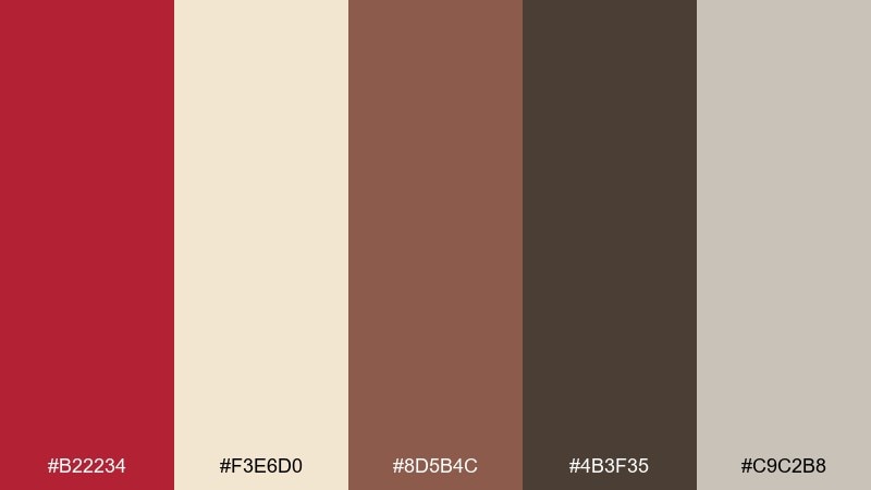 desert brick cardinal color palette with hex codes