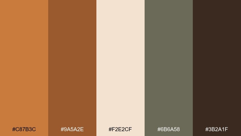 desert bronze dunes copper bronze color palette with hex codes