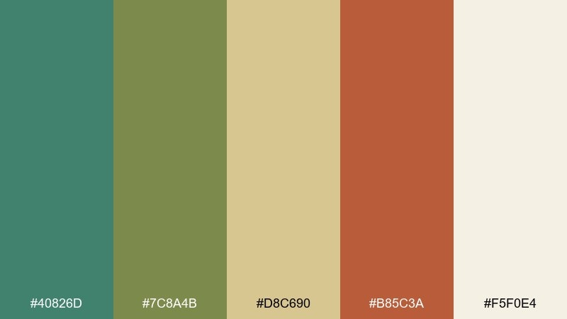 desert cactus viridian color palette with hex codes