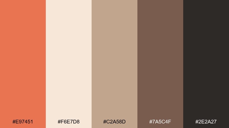 desert clay & cream burnt sienna color palette with hex codes
