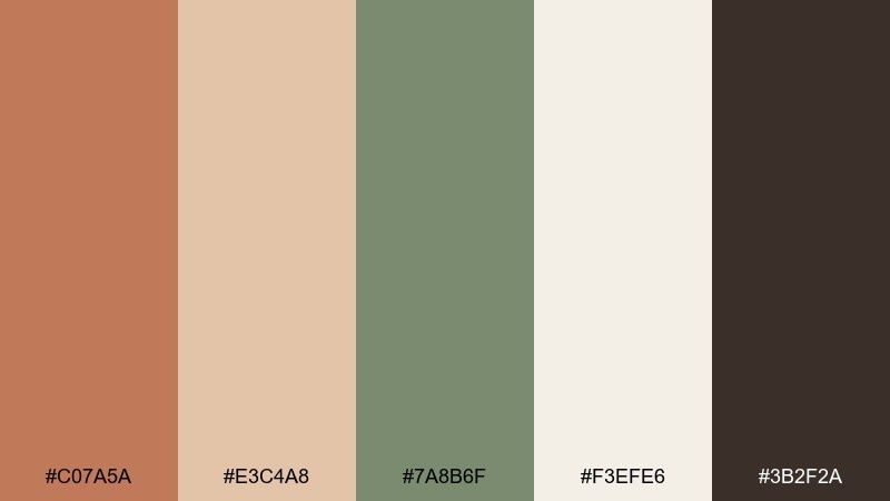 desert clay color palette with hex codes