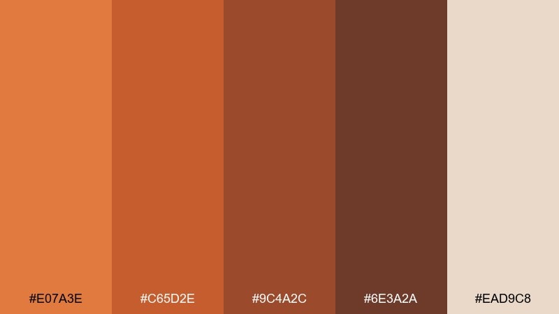 desert clay latte color palette with hex codes