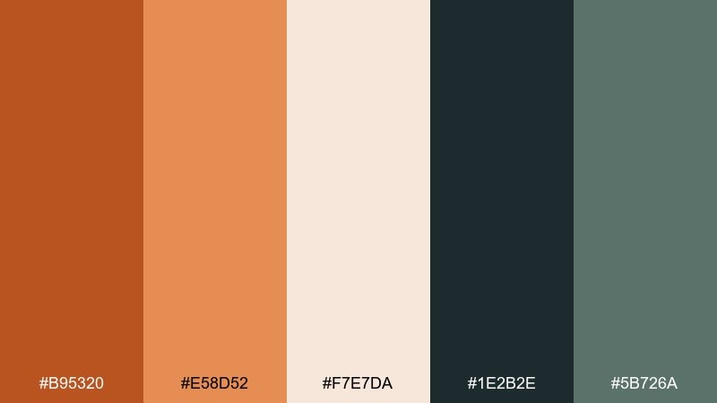 desert copper dark orange color palette with hex codes
