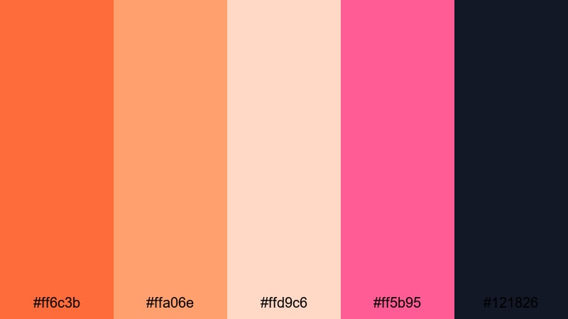desert coral landing color palette with hex codes