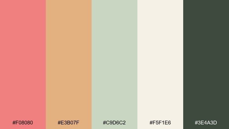 desert coral roadtrip light coral color palette with hex codes