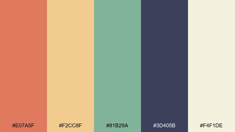 desert doodle cartoon color palette with hex codes