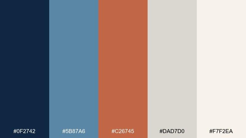 desert dusk interface blue rust color palette with hex codes