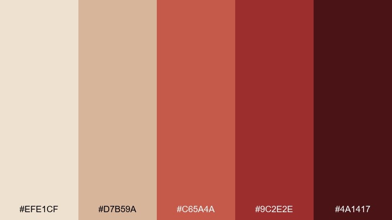 desert garnet beige red color palette with hex codes