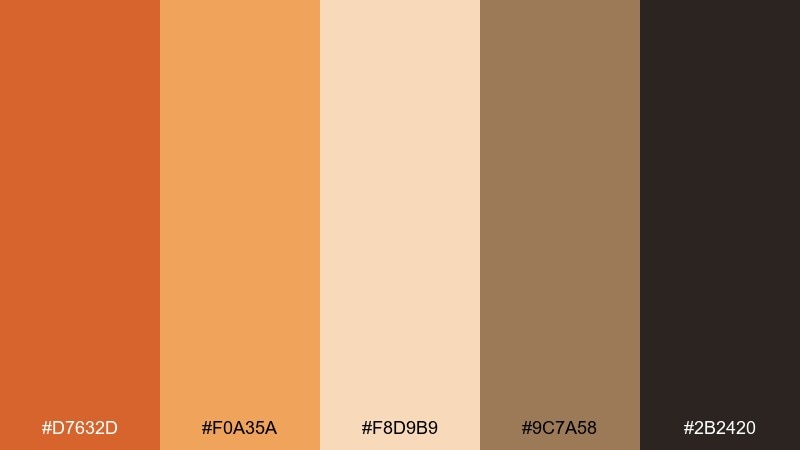desert gourd pumpkin color palette with hex codes
