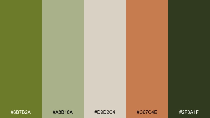desert herb olive green color combination with hex codes