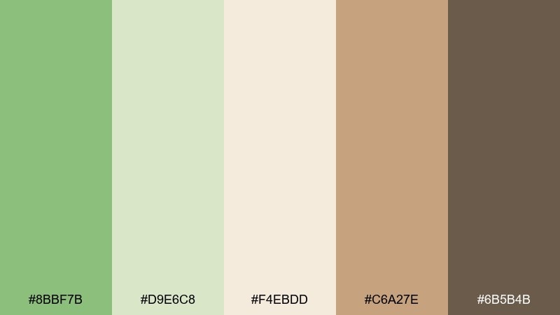 desert herb pistachio color palette with hex codes