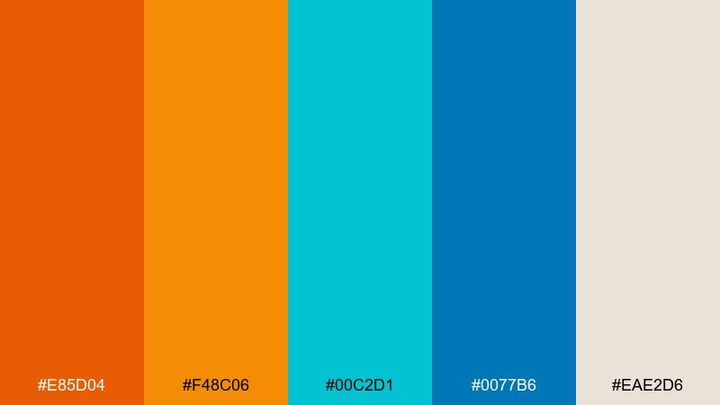 desert lagoon orange cyan color palette with hex codes