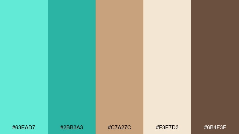desert oasis aquamarine color palette with hex codes