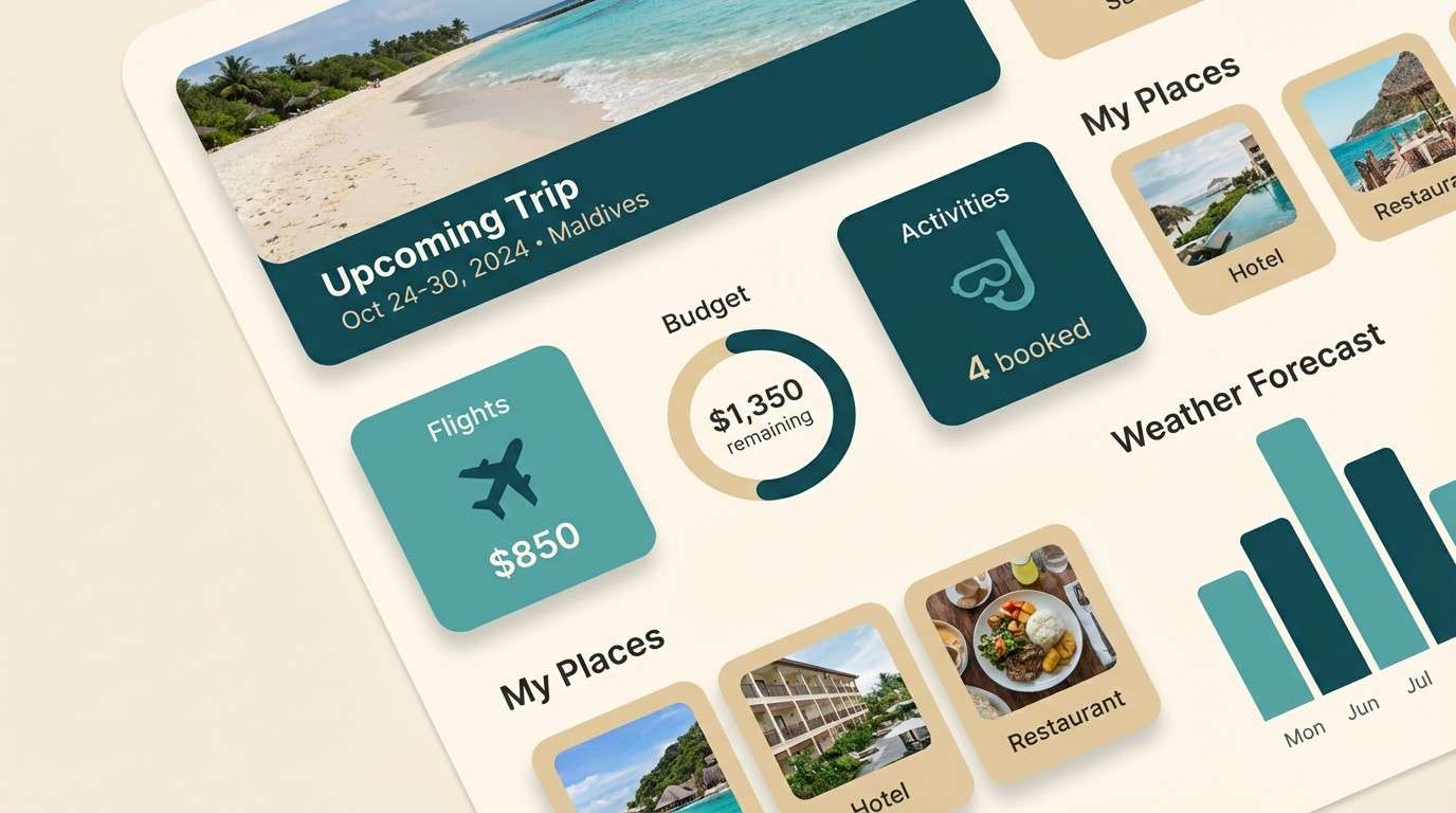travel dashboard ui layout