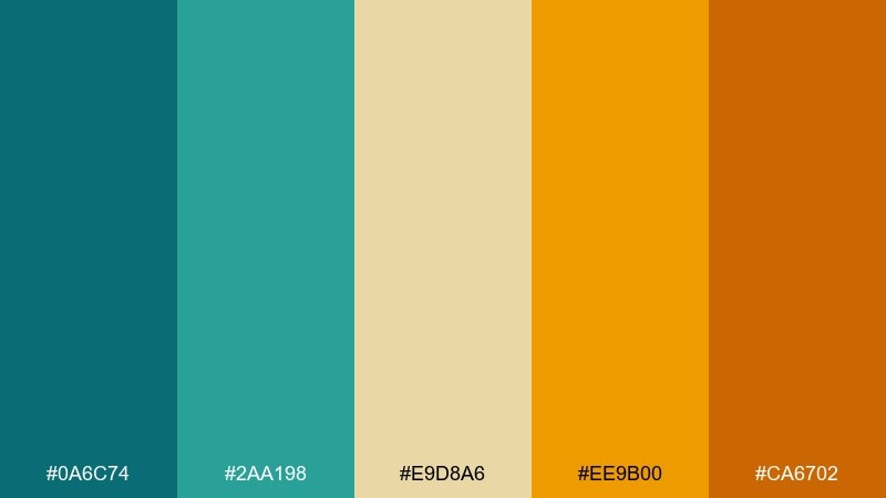 desert oasis teal color palette with hex codes