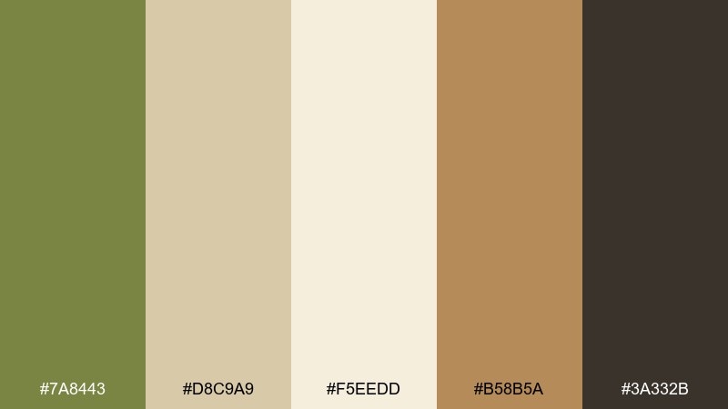 desert olive sand color palette with hex codes