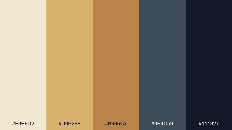 desert sand and ink interior color scheme with hex codes