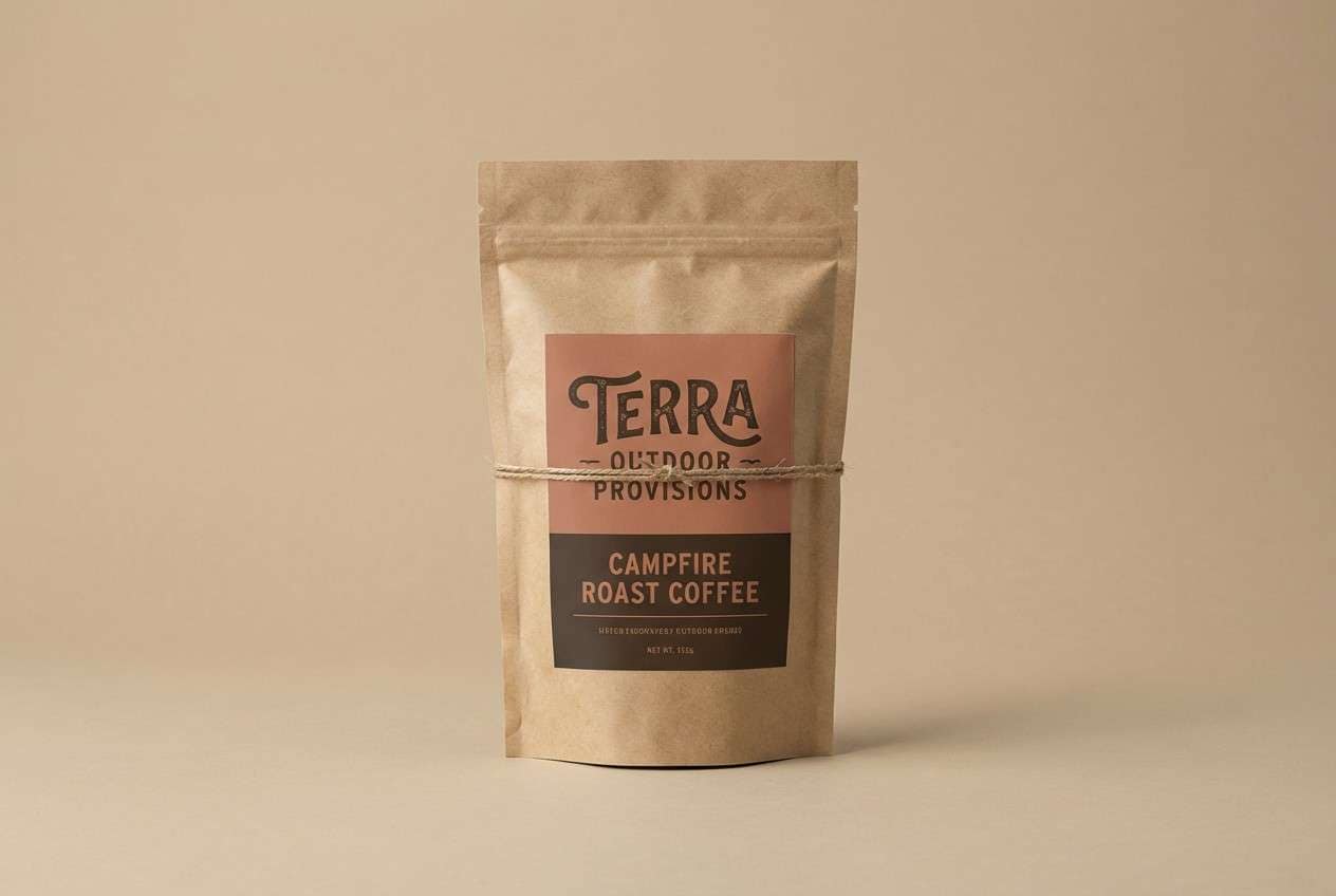 kraft pouch with clay label