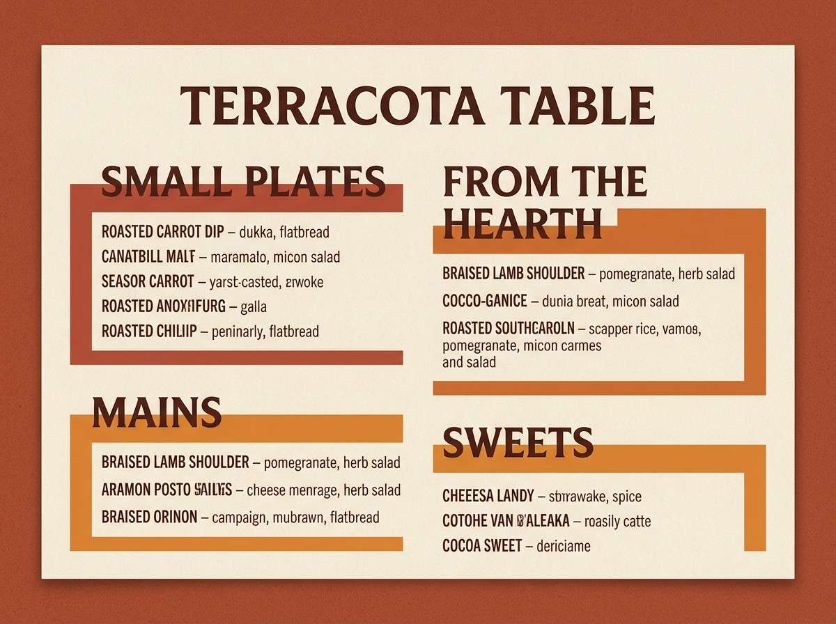 rustic menu typography