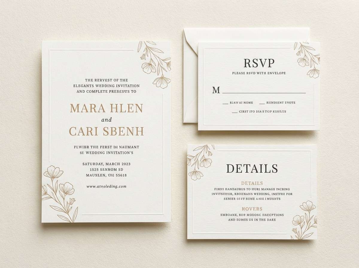 neutral wedding invitation suite