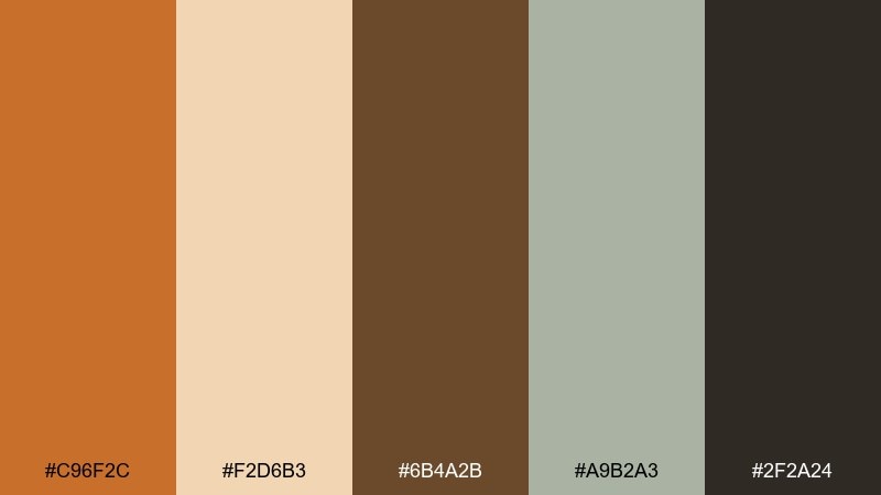 desert studio raw sienna color palette with hex codes