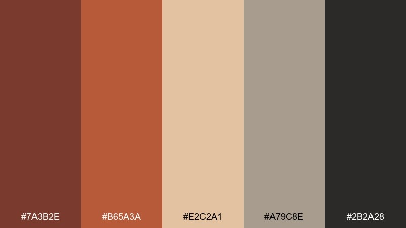 desert terracotta burnt umber color palette with hex codes