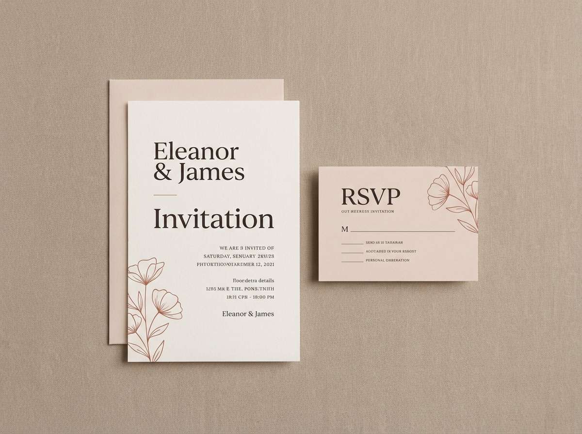 desert wedding invite in blush