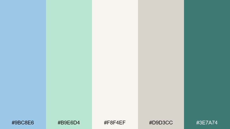dewdrop ceramic blue pastel green color palette with hex codes