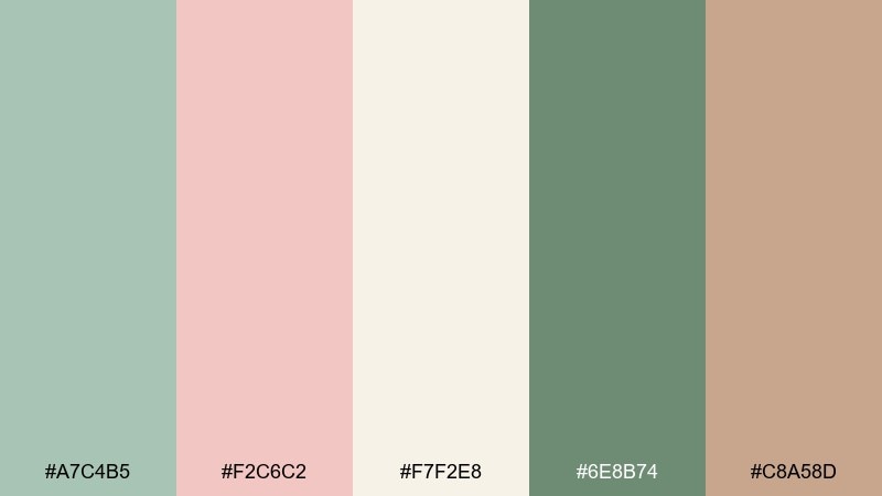 dewy sage blush garden wedding color palette with hex codes